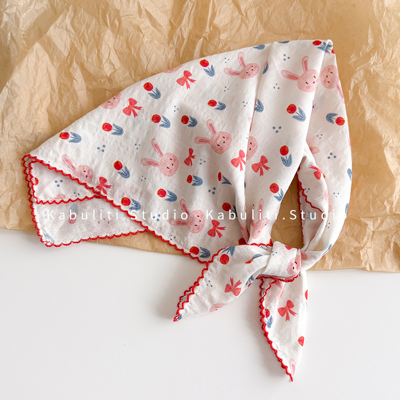 Face Scarf Mask - Katoenen linnen vierkante sjaal 58 cm