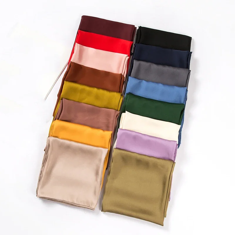 Scarf Silk Square - Satijnen sjaal dames 70cm effen kleur