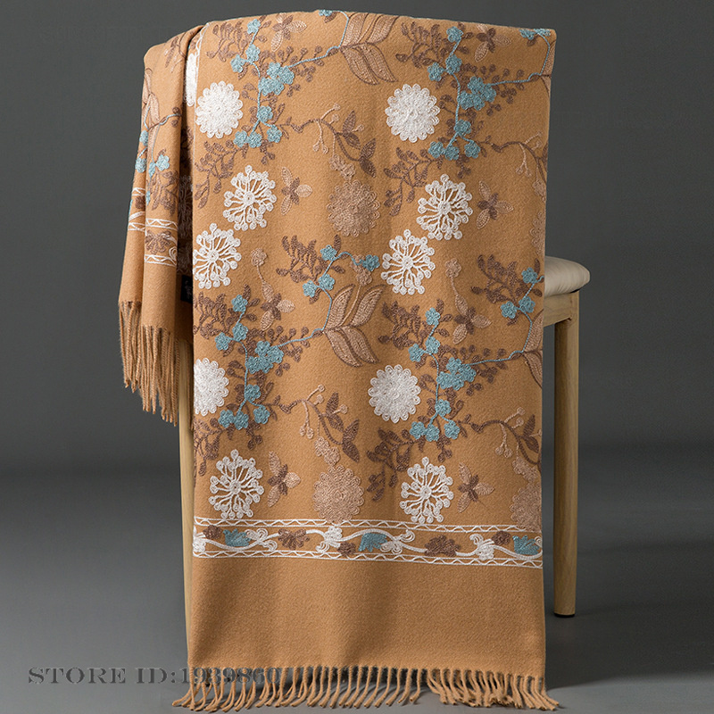 Woven Scarf Blanket - Dames Kasjmier Pashmina Sjaal Wrap Borduurwerk