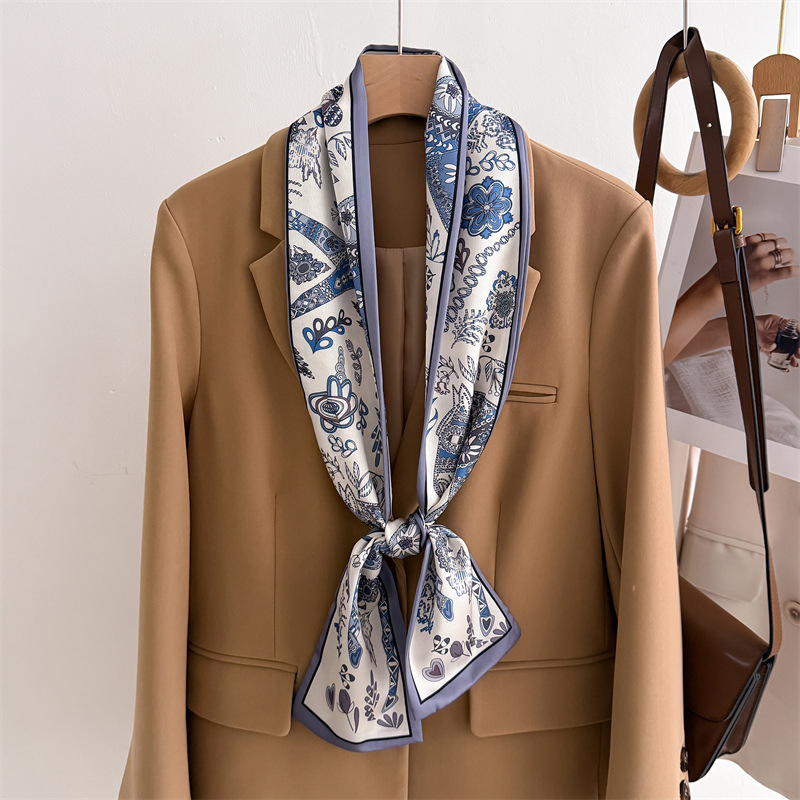 Face Scarf Mask - 45 Kleur Vrouwen Zijde Gevoel Gedrukt