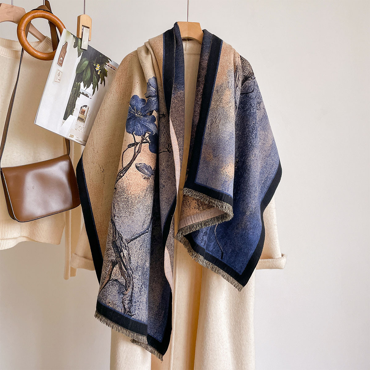 Pashmina Wrap Large - Dames Imitatie Kasjmier Sjaal, Omkeerbare Kwastjes