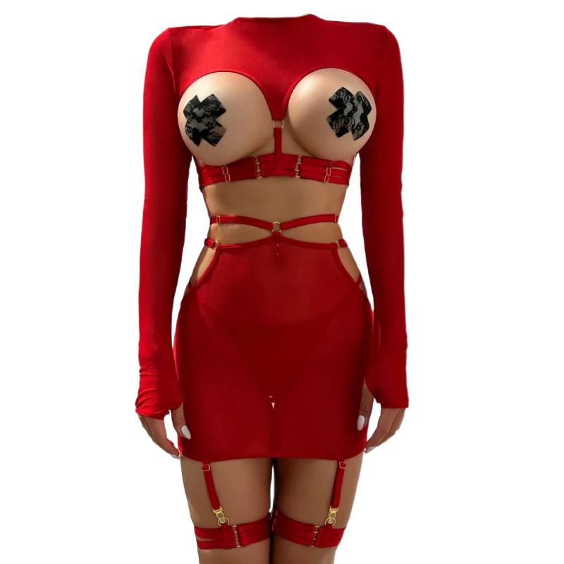 Silk Tie Striped - Bikini Fashion Sexy Lingerie 5-delige Set