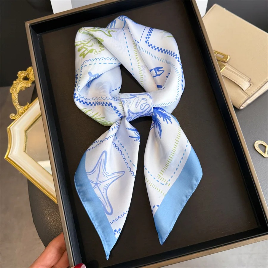 Blauw Print Zijden Vierkante S - Bandana Cotton recensie en prijs